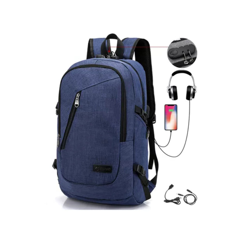 Mochila Antirrobo 30 LT Cable USB Azul