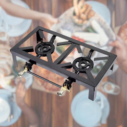 Cocinilla Camping Cocina Gas Fogón Regulador Manguera 2 Quemadores Portátil – imagen 6 de 6