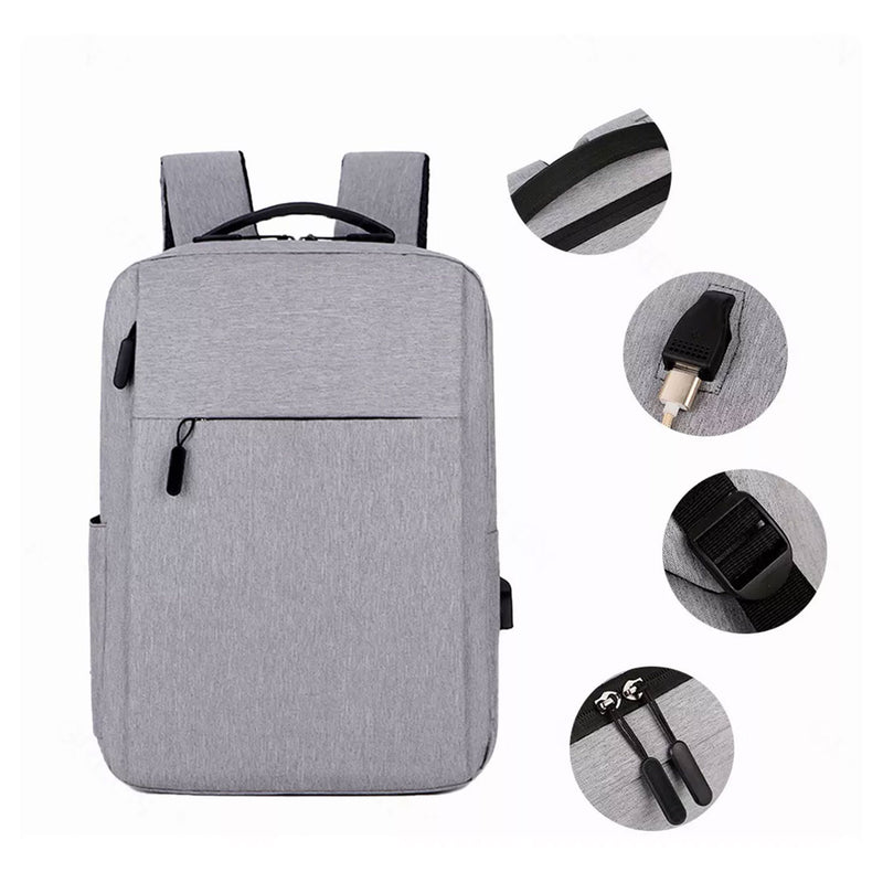 Mochila Notebook Impermeable Puerto USB 20-35 LT Gris