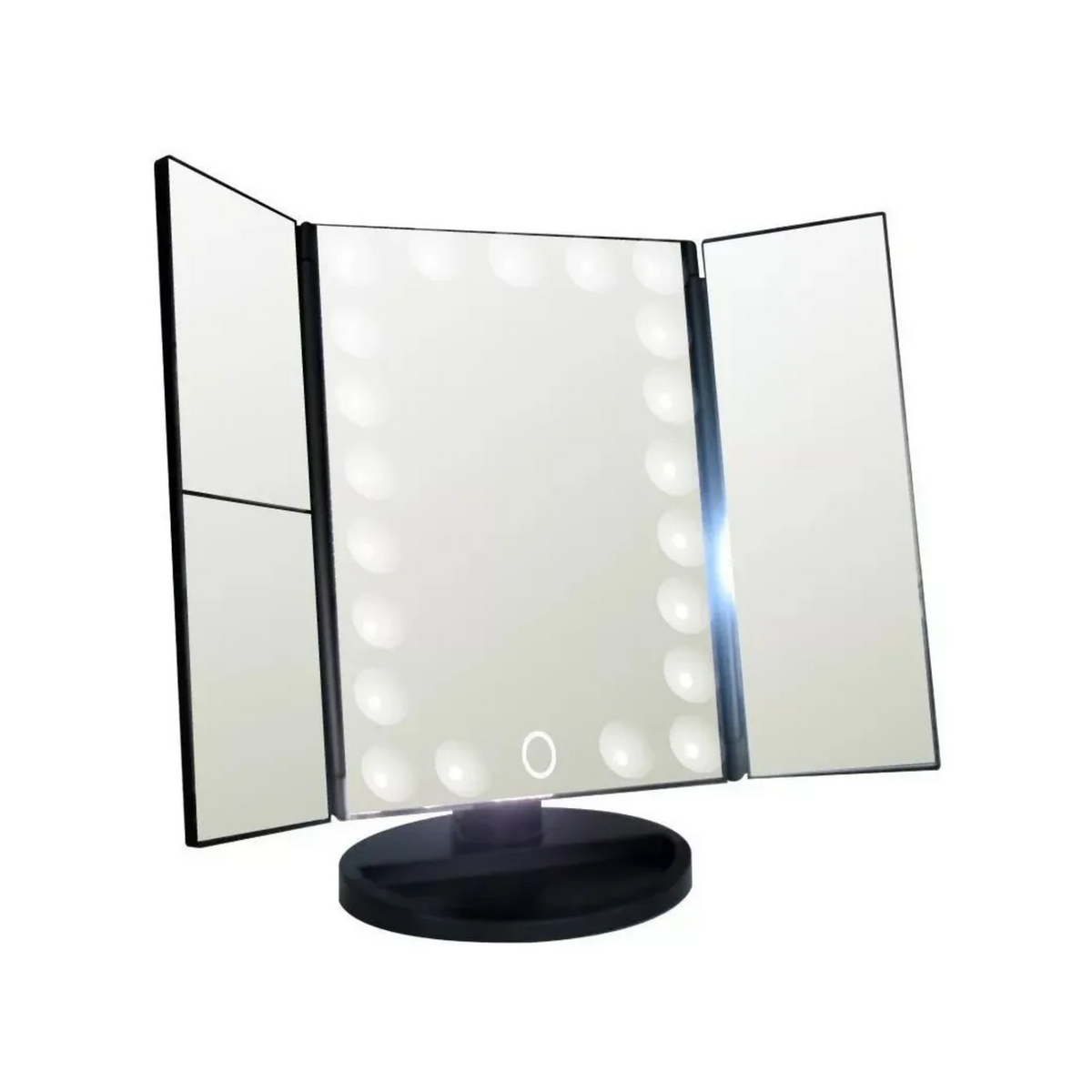 Espejo Maquillaje 22 Luces LED Aumento Giratorio Negro