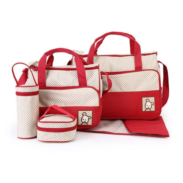 Set Bolso Maternal 5 Piezas Mudador Rojo