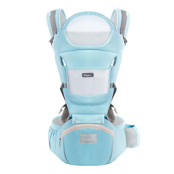 Mochila Porta Bebes Ergonómica Asiento Multifuncional 6 En 1 Celeste