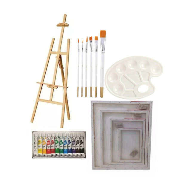 Set Arte Pintura Acrílico Atril 120 CM Madera