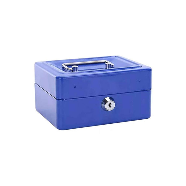 Caja Fuerte Metálica Dinero + Llave Seguridad 15x12 CM Azul