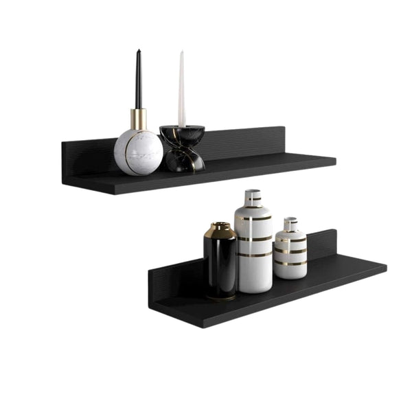 Set 4 Repisas Flotantes Rectas Soporte Negro 2x 40 CM - 2x 60 CM