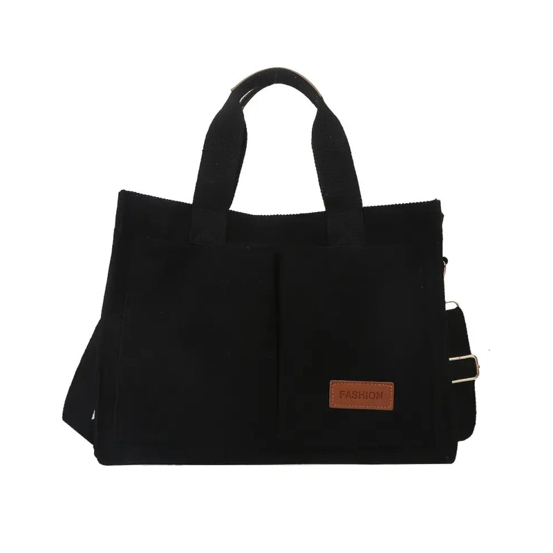 Bolso Cartera Cruzada Cotelé Negro 34x35 CM