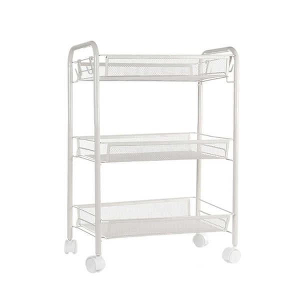 Organizador Repisa 3 Niveles Ruedas Metal Blanco 63x27x45 CM