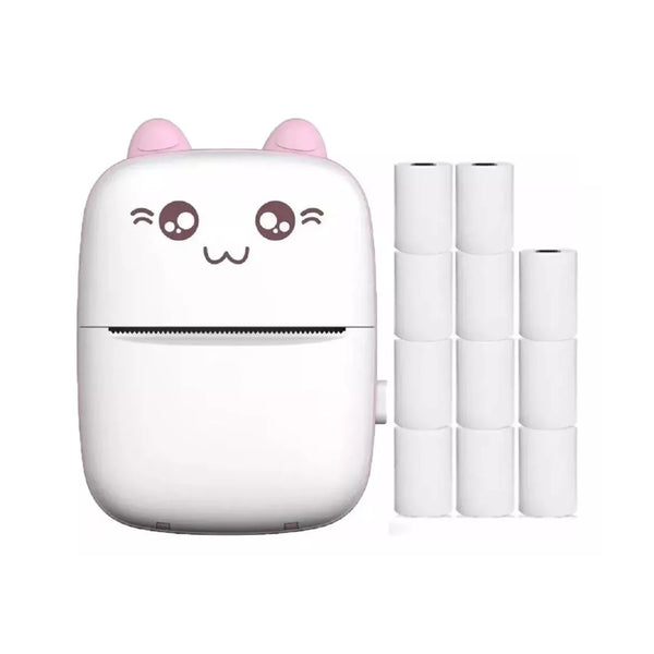 Mini Impresora Térmica Portátil Bluetooth Gatito + 11 Rollos