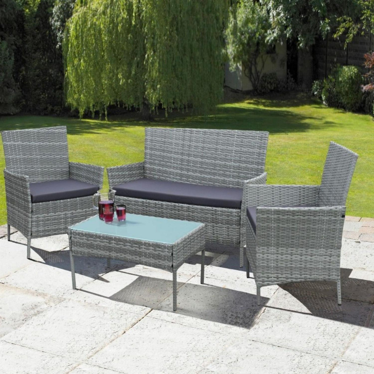 Juego Comedor Terraza Jardín Rattan 4 Piezas