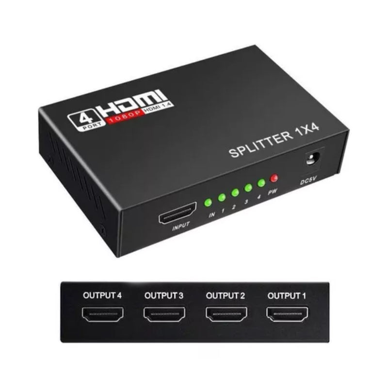 Splitter Hdmi 1x4 HD 4K Conecta Hasta 4 TV