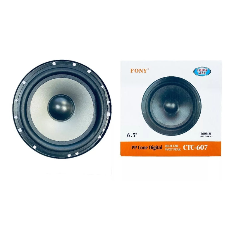 Set 2 Parlantes Auto 16 CM Redondo 100 Watt Coaxial 2 Vías Hifi Negro