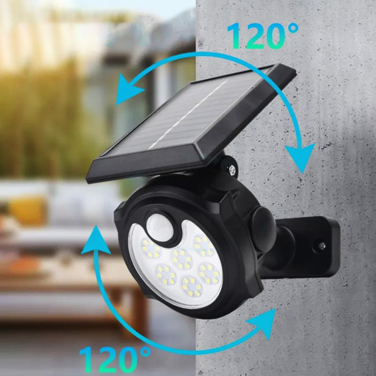 Foco Lámpara Estaca Panel Solar Sensor Movimiento 42COB