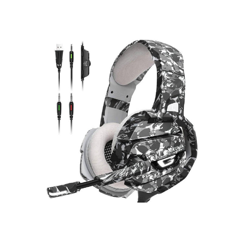 Audífonos Gamer Alámbrico Camuflaje Blanco