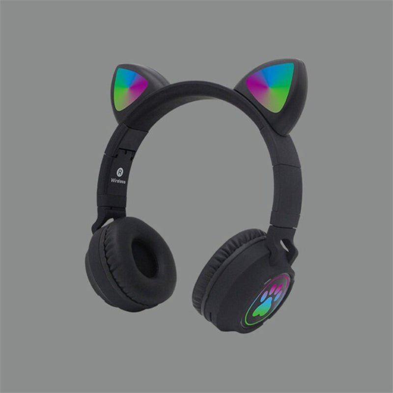 Audífonos inalámbrico Orejas Gato LED Wireless Bluetooth Negro