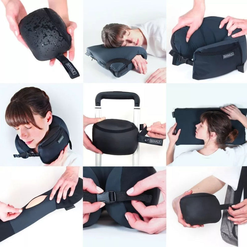 Almohada Cojín Cuello Cervical Omnia 3 En 1 Negro