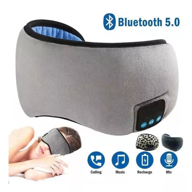 Máscara Antifaz Dormir Auriculares Música Bluetooth Gris