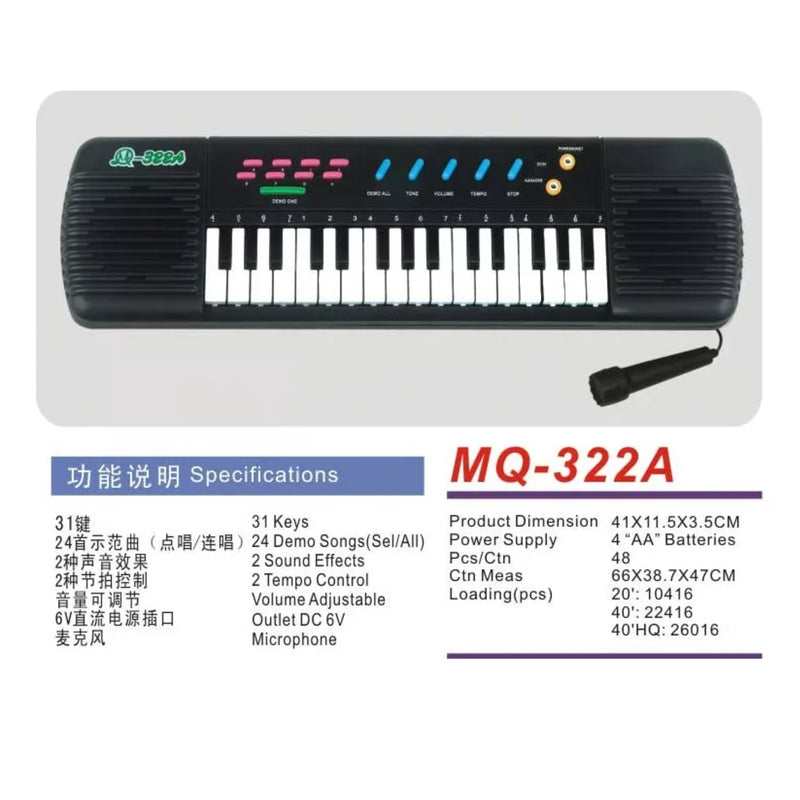 Órgano Teclado Piano Musical Infantil Micrófono 31 Teclas