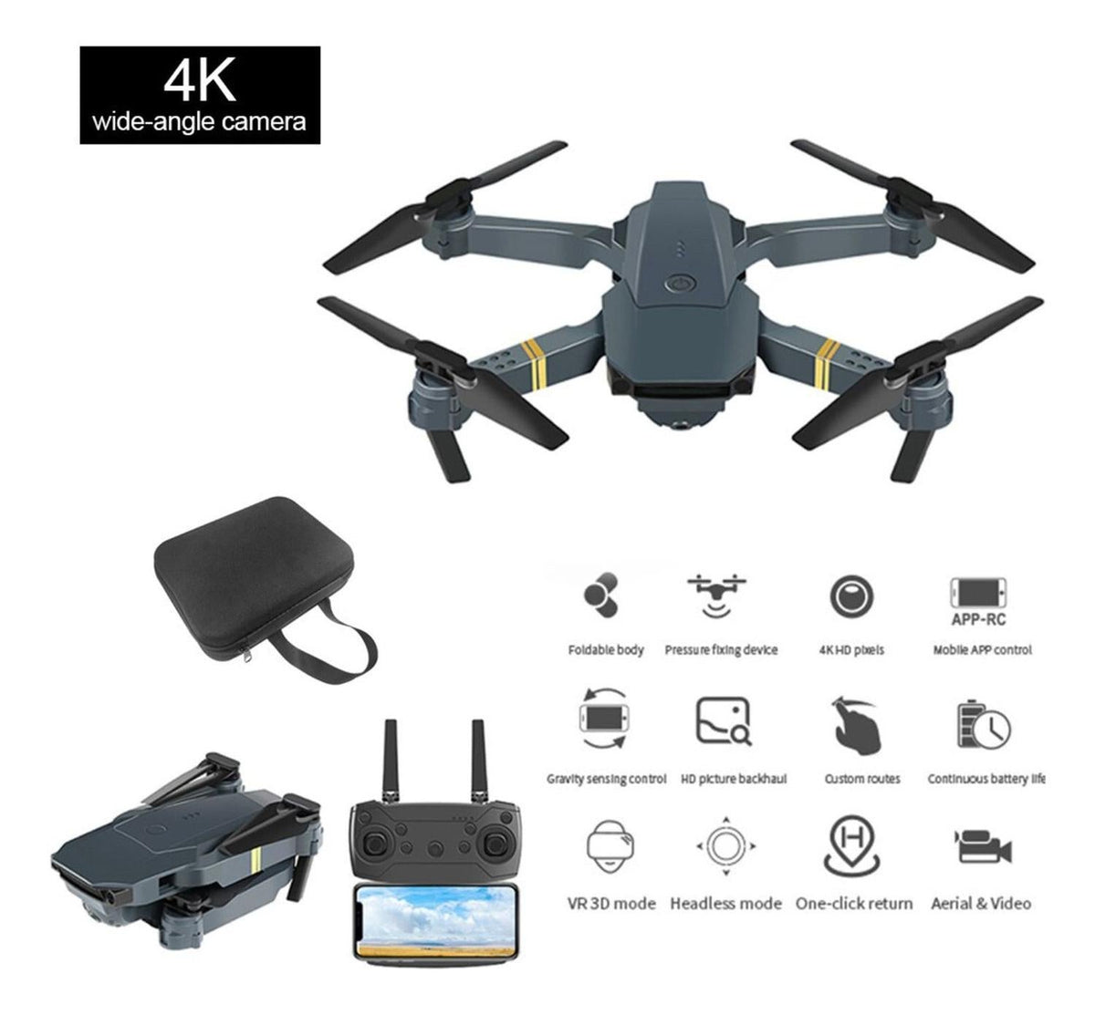 Drone Profesional Cámara 4K Dual WIFI HD 20 MTS