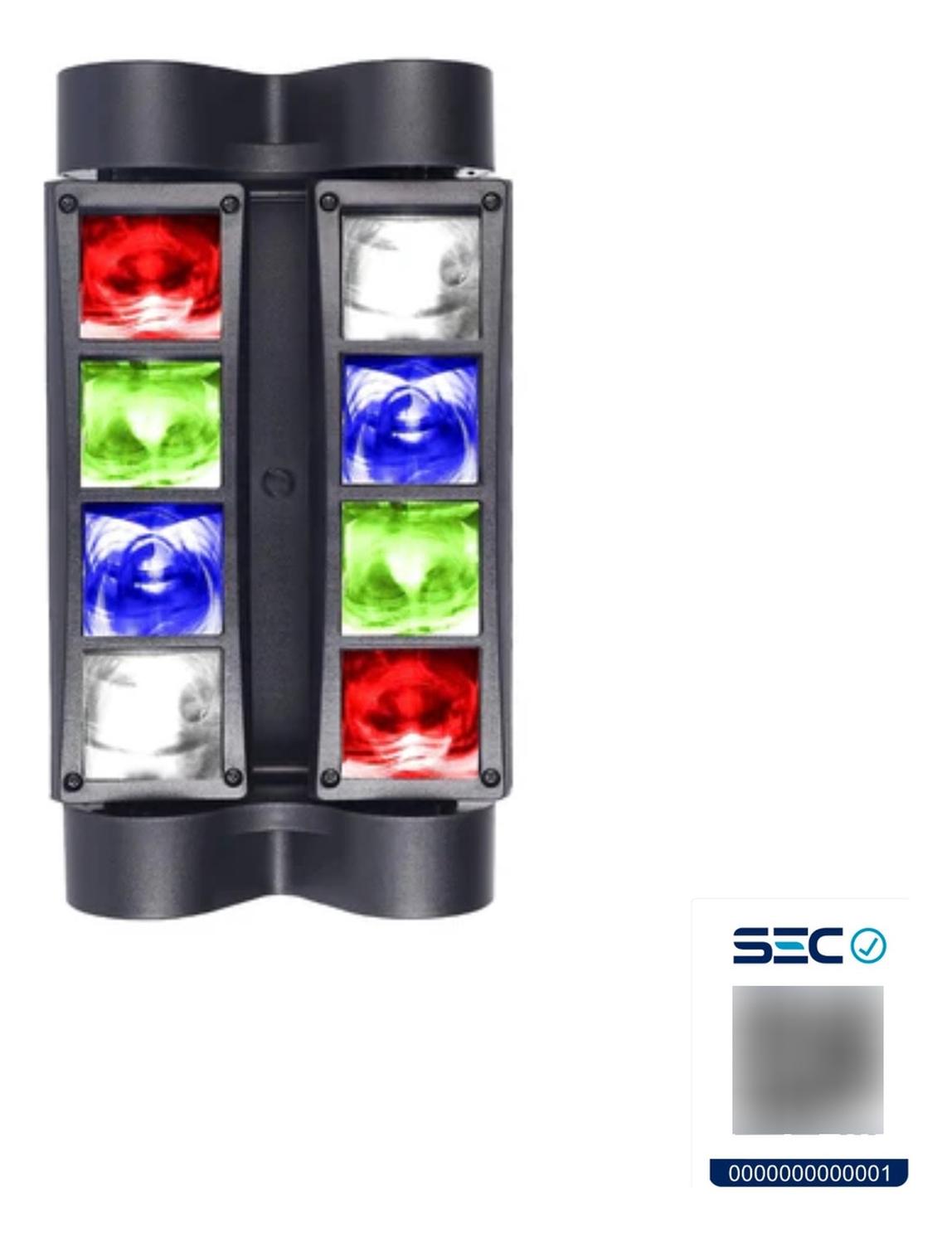 Maquina 8 Luces LED RGBW DJ Cabeza Móvil Activas Por Sonido
