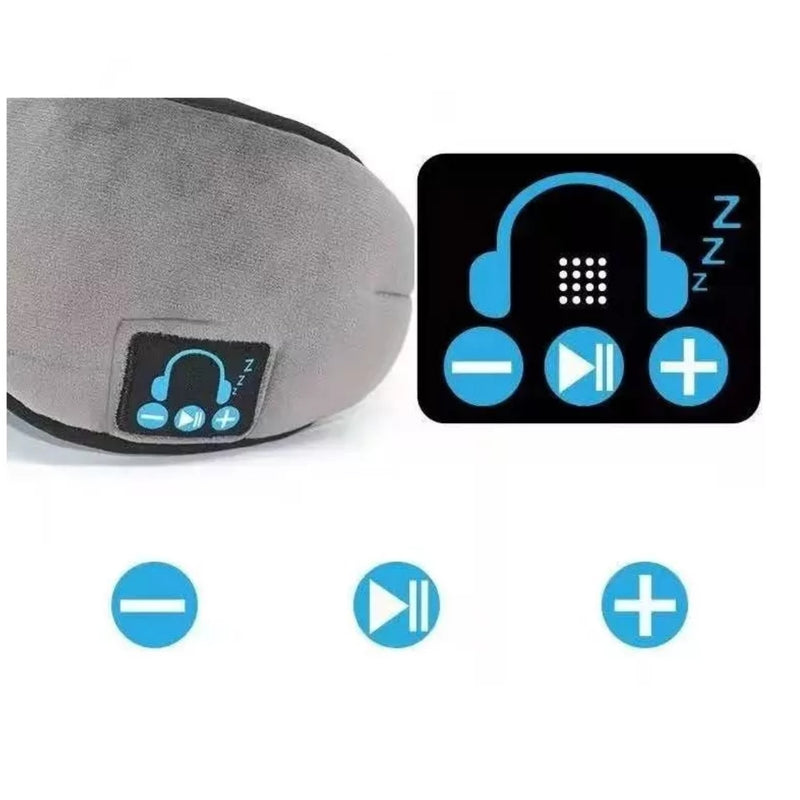 Máscara Antifaz Dormir Auriculares Música Bluetooth Gris