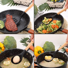 Set 11 Utensilios Cocina Antiadherentes Silicona Negro