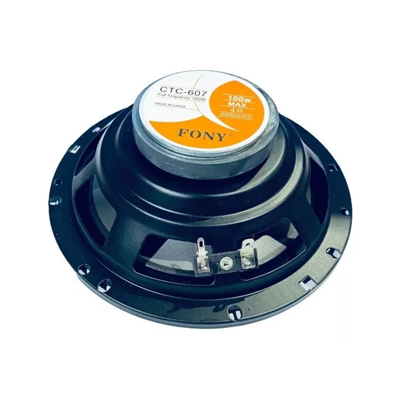 Set 2 Parlantes Auto 16 CM Redondo 100 Watt Coaxial 2 Vías Hifi Negro