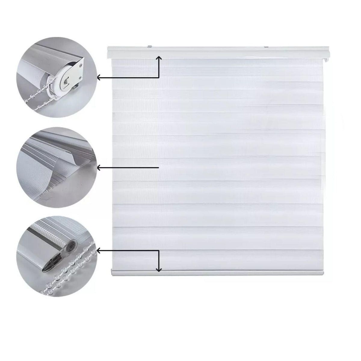 Cortina Roller Dúo Zebra Día Noche Blanco 80x200 CM
