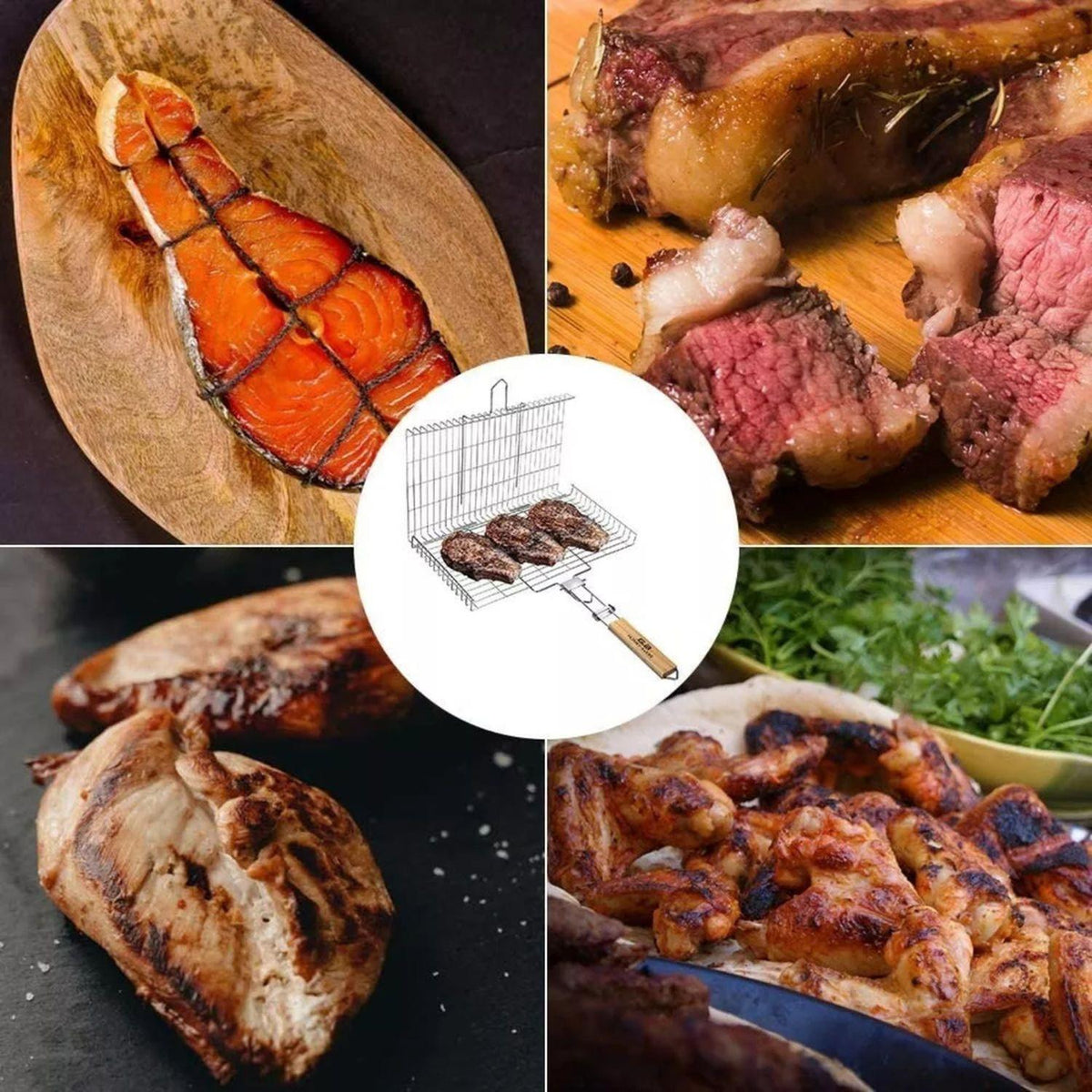 Rejilla Parrilla Doble Asador Pescados Verduras