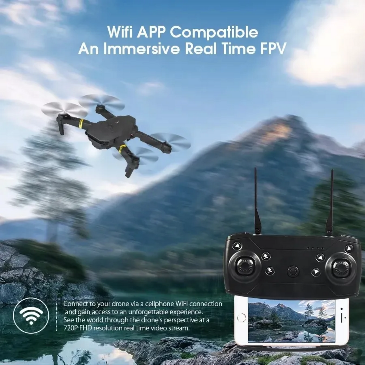 Drone Profesional Camara 4K WIFI HD 20 MTS Negro