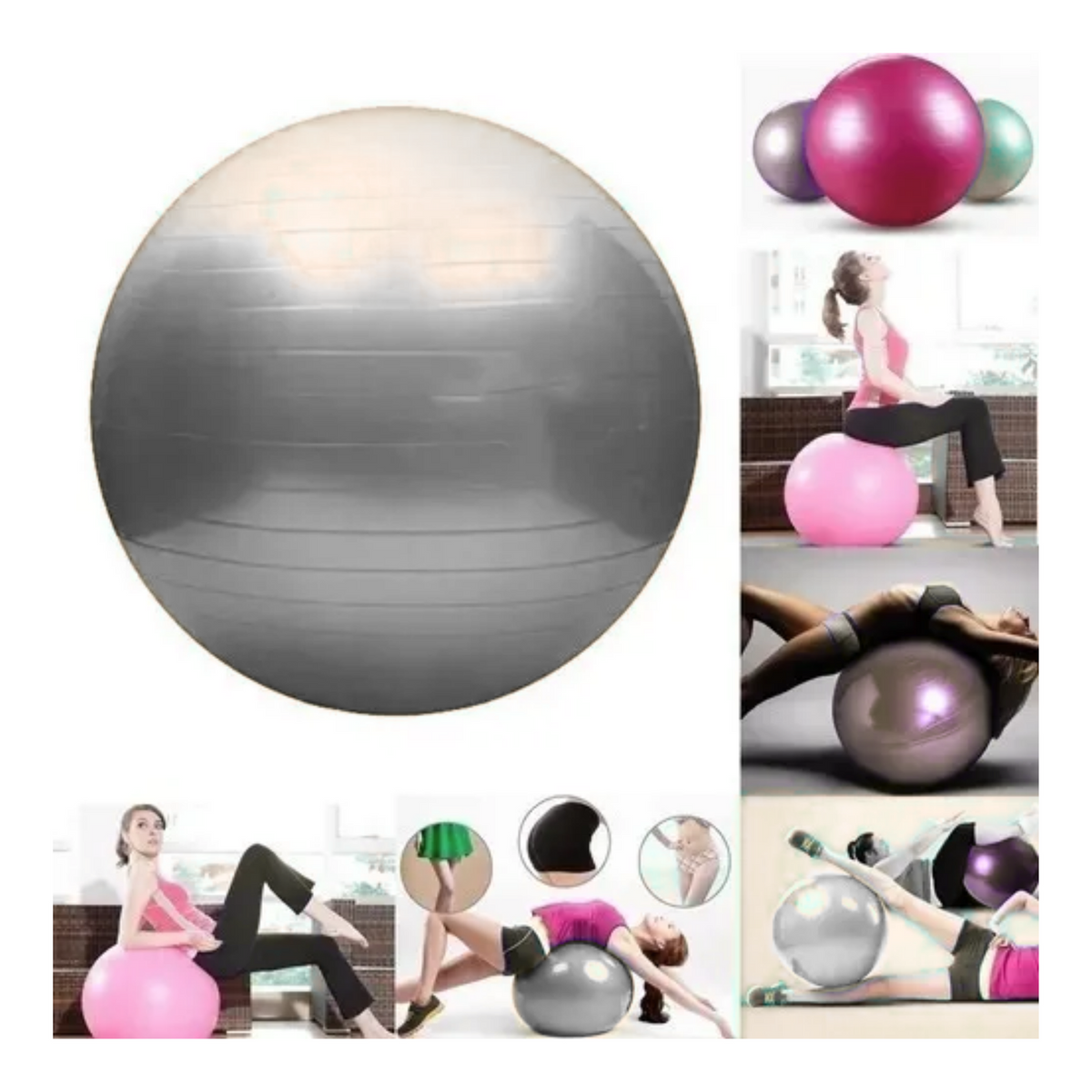 Pelota Yoga Deportes Pilates 65 CM Gris