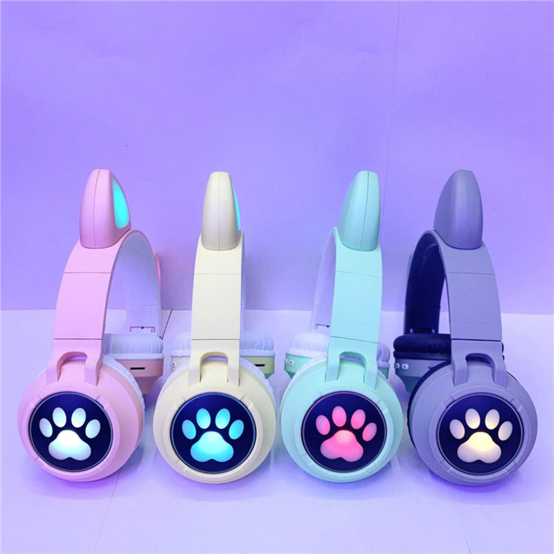 Audífonos inalámbrico Orejas Gato LED Wireless Bluetooth Verde