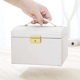 Joyero 3 Niveles Doble Cajón Eco Cuero Blanco