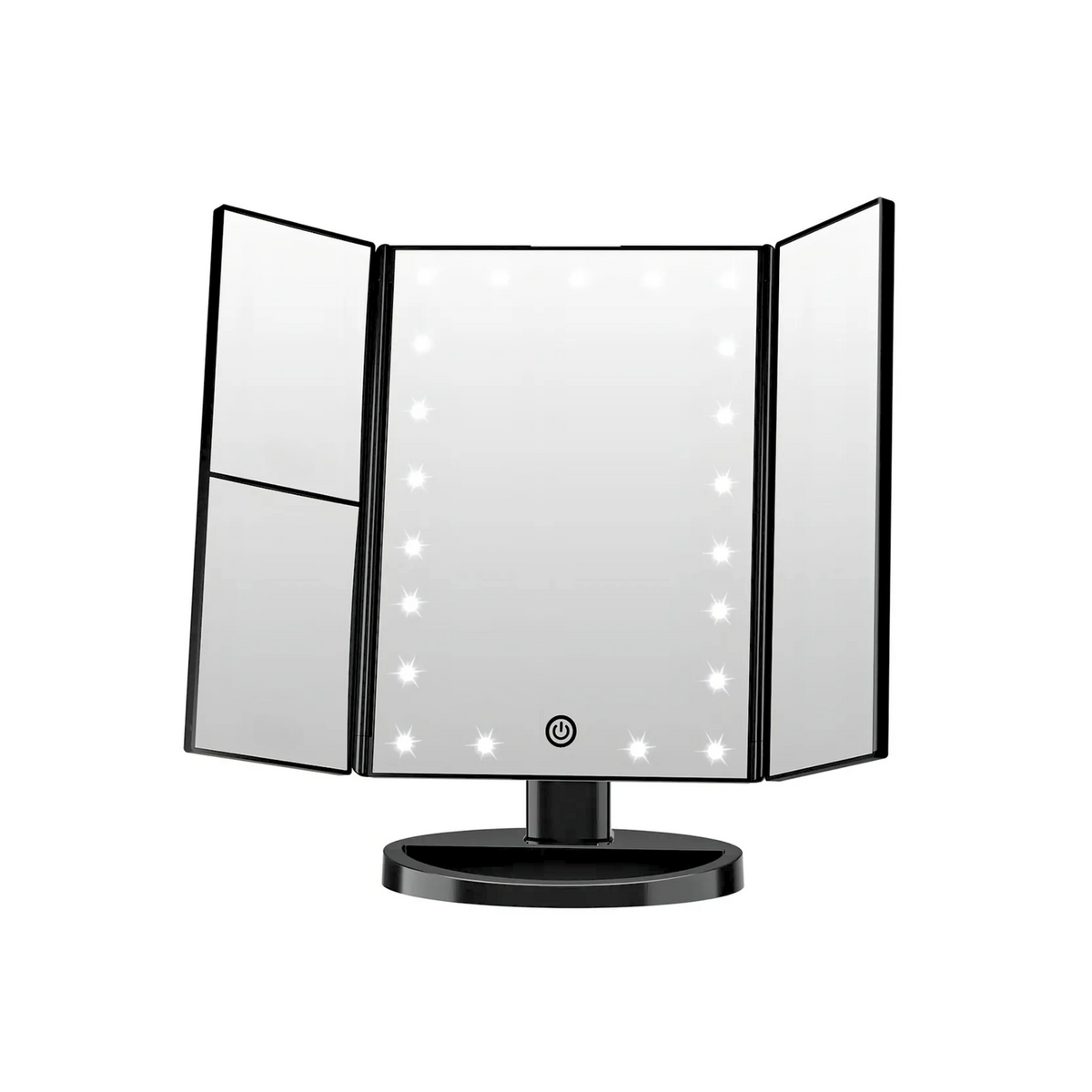 Espejo Maquillaje 22 Luces LED Aumento Giratorio Negro