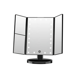 Espejo Maquillaje 22 Luces LED Aumento Giratorio Negro