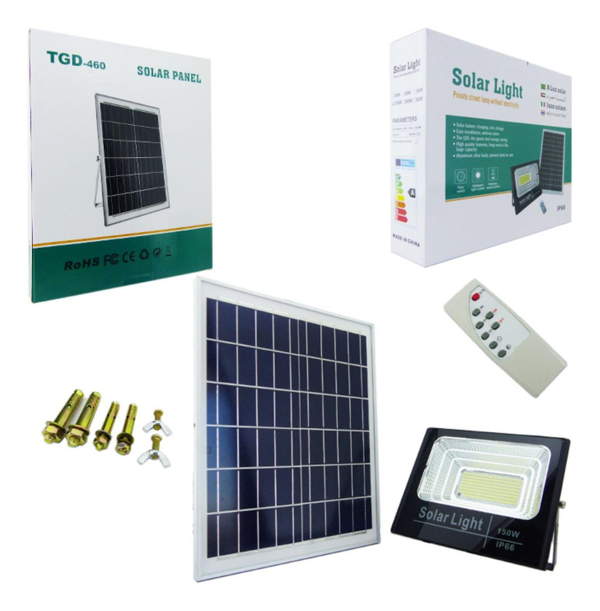 Foco Solar 300 LED 150 Watt Panel Solar Control Remoto
