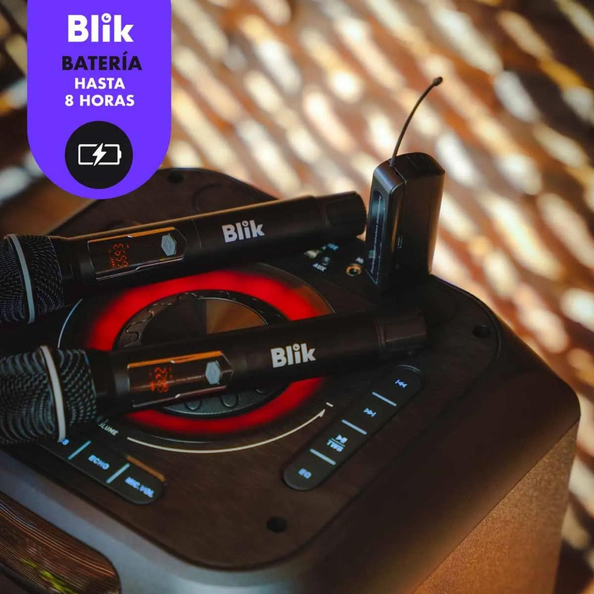 Pack 2 Micrófonos Blik Inalámbricos Receptor Karaoke