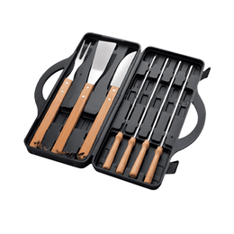 Set Maletín Asado Parrilla Negro 7 Herramientas