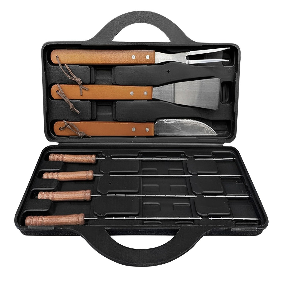 Set Maletín Asado Parrilla Negro 7 Herramientas