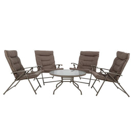 Juego Comedor Terraza Jardín Mesa + 4 Sillas Metal