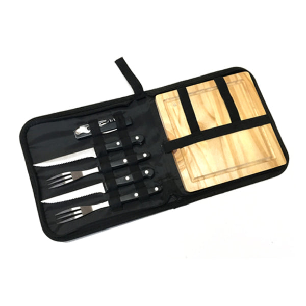 Set Asado Parrilla BBQ 6 Piezas Negro