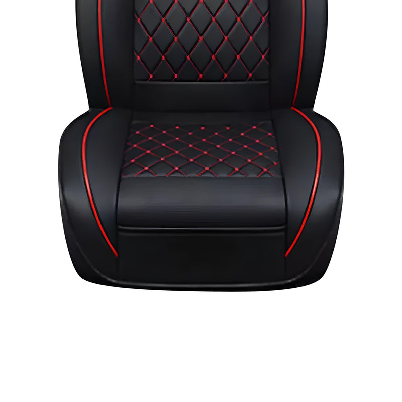 Funda Asiento Auto Premium Eco Cuero Lisboa Negro Rojo