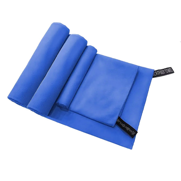 Set 3 Toallas Baño Viaje Microfibra Secado Rápido Azul