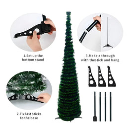 Árbol Navidad Artificial Plegable Fácil Armado 1.5 MTS Verde Claro