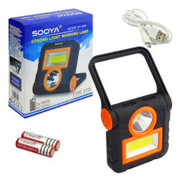 Linterna LED + COB LED Recargable Negro