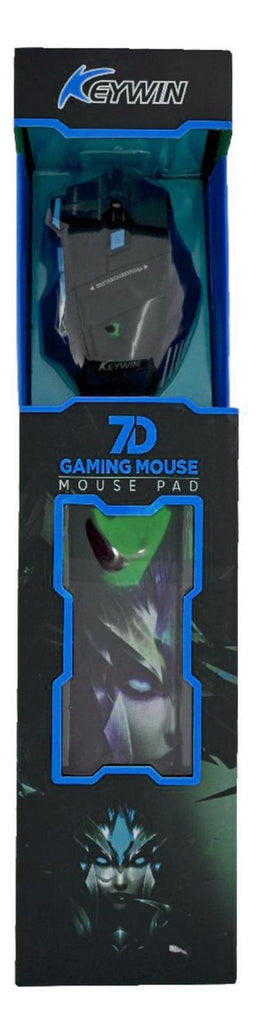 Kit Mouse Gamer Mousepad Ergonómico Azul