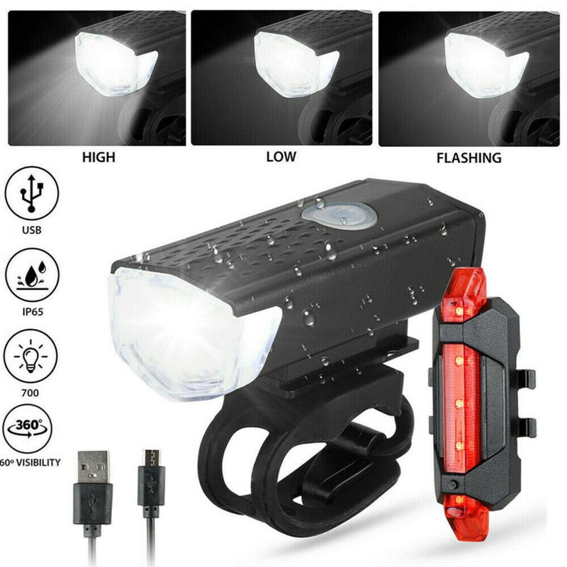 Kit Luces LED Delantera Trasera Bicicleta Recargable