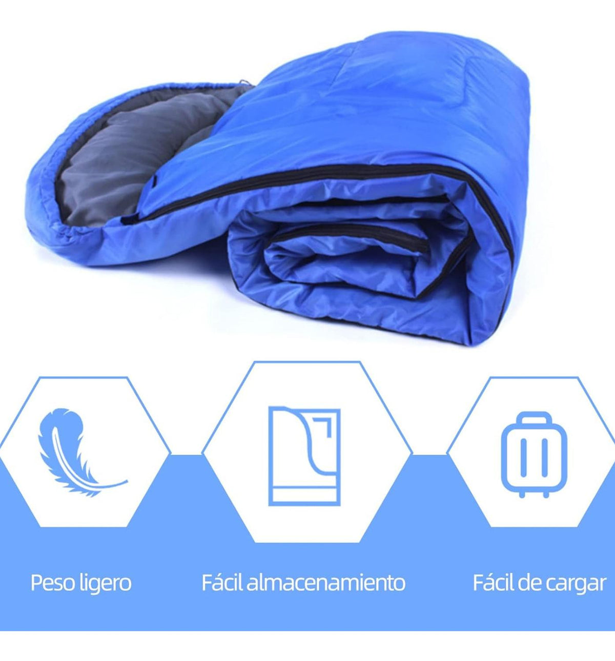 Saco Dormir Camping Individual Camping Adultos Azul