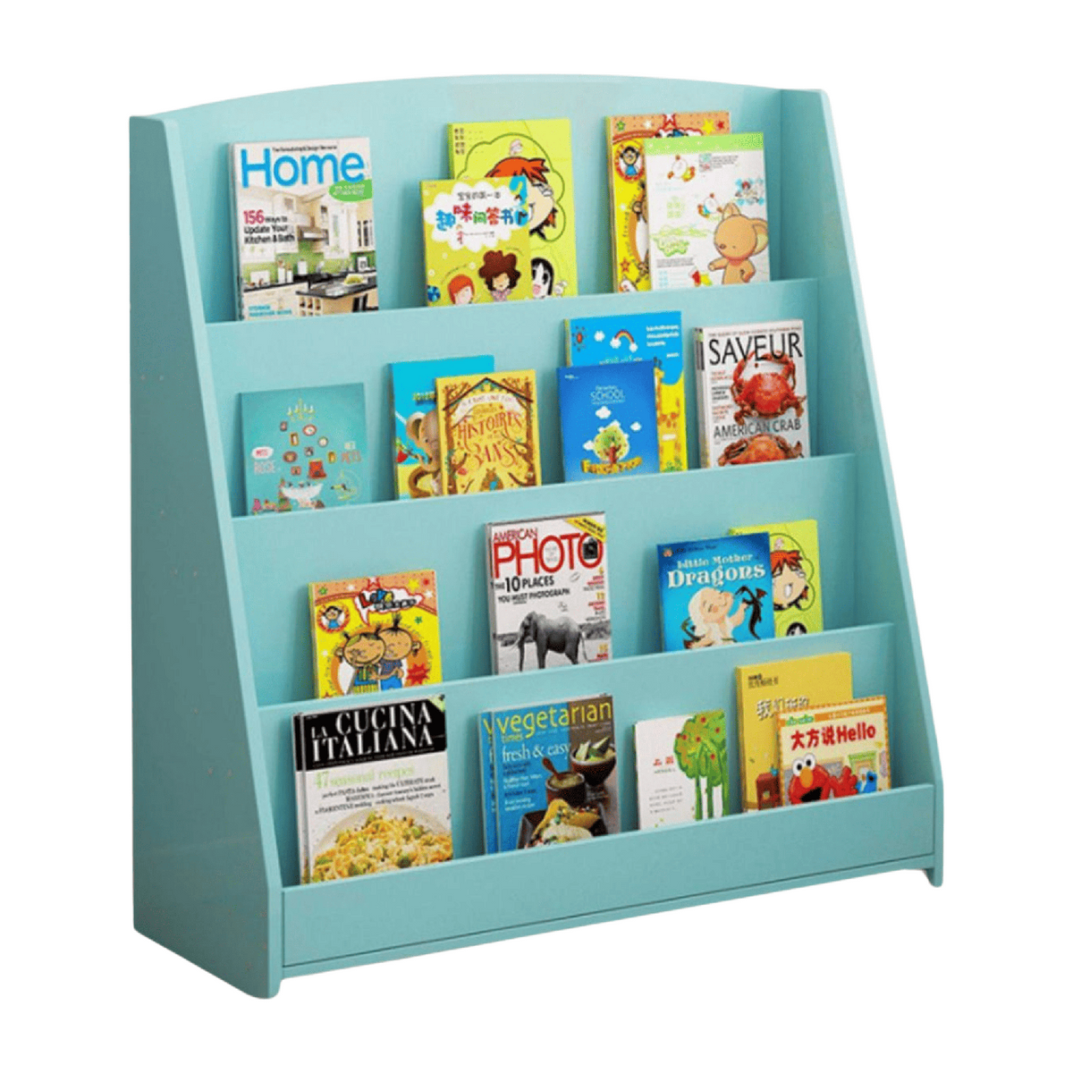 Estante Librero Niños Madera 4 Niveles 80x30x88 CM Azul