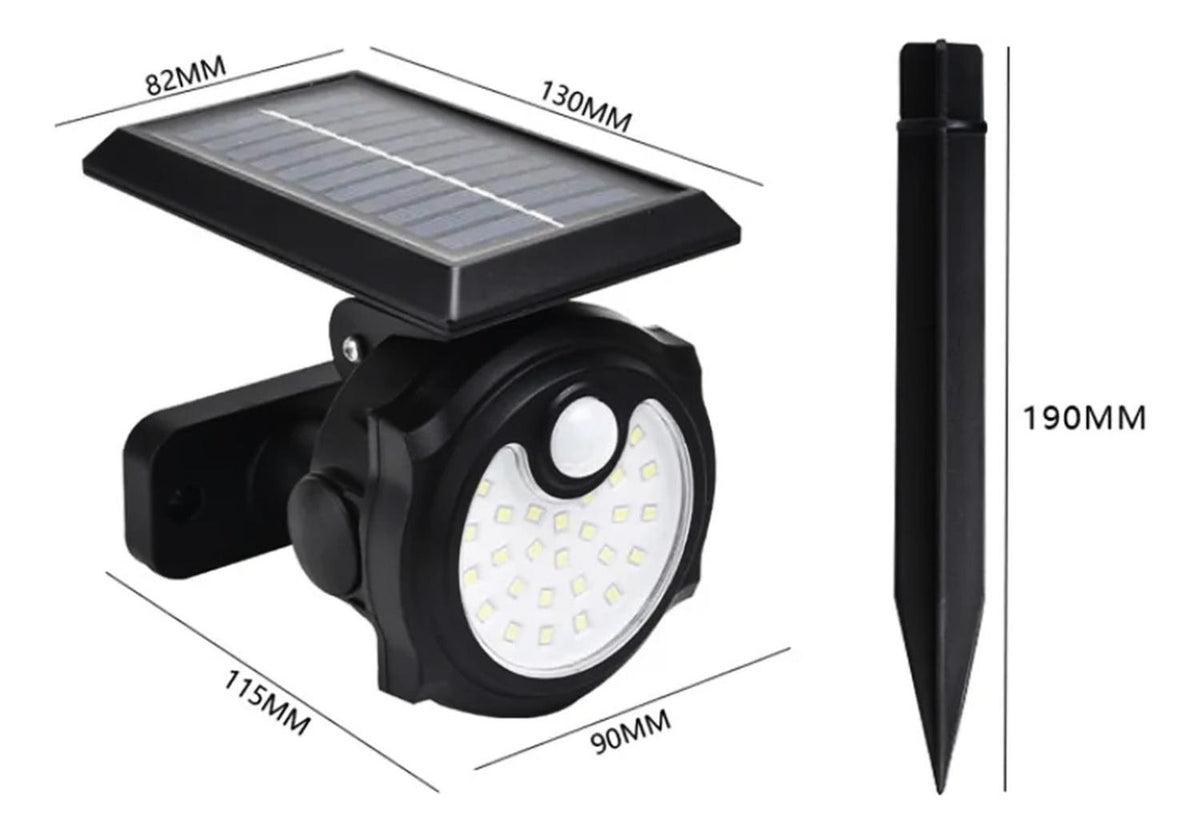 Foco Lámpara Estaca Panel Solar Sensor Movimiento 42COB