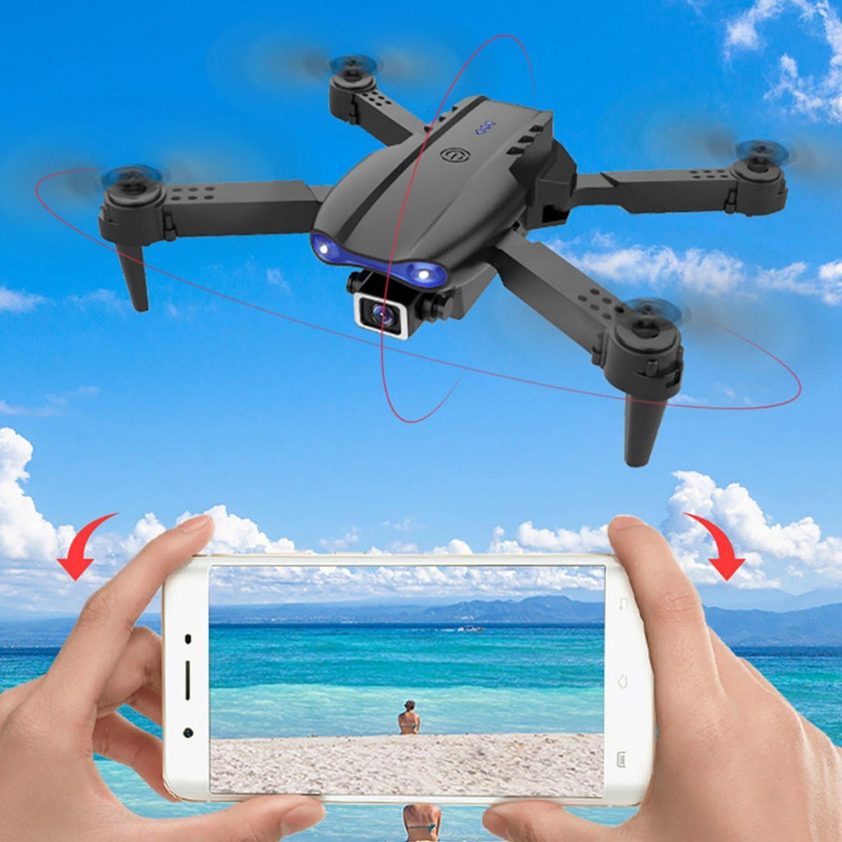 Drone Aéreo WIFI 2 Cámaras Recargable Estuche 20 MTS